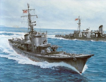 Bootjäger Kriegsschiff Seeschlacht Ölgemälde